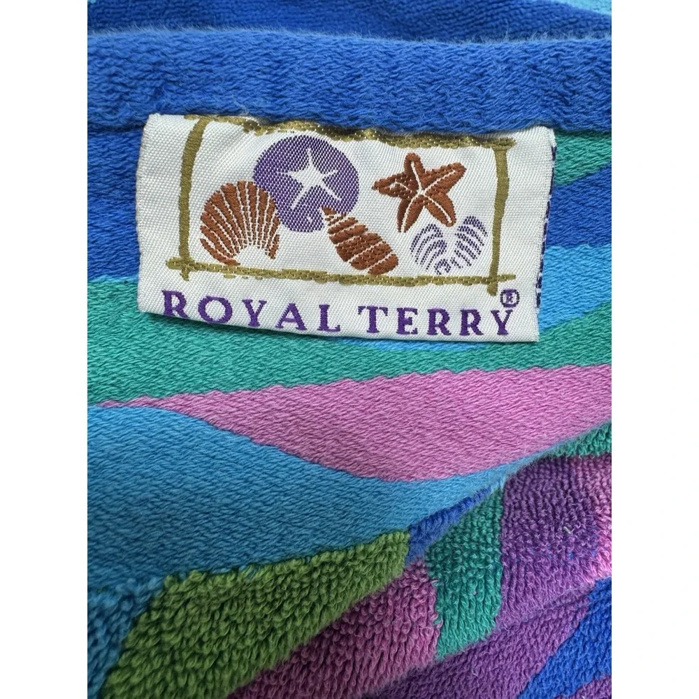 Vintage Royal Terry Retro Large Beach Towel Fish Multicolor 31x64 inches